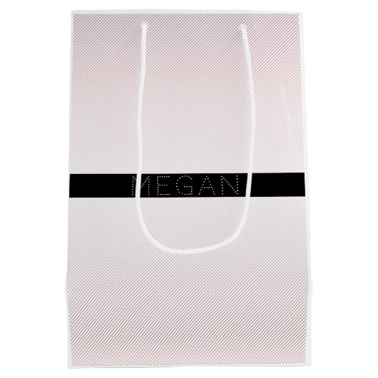 Jouw naam | Thin White en Sublte Roos Ombre Stripe Medium Cadeauzakje (Achterkant)