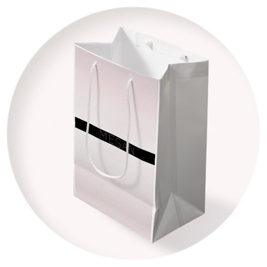 Jouw naam | Thin White en Sublte Roos Ombre Stripe Medium Cadeauzakje