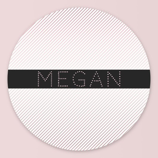 Jouw naam | Thin White en Sublte Roos Ombre Stripe Ronde Sticker