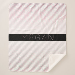 Jouw naam   Thin White en Sublte Roos Ombre Stripe Sherpa Deken