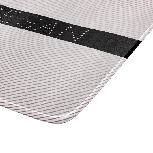 Jouw naam | Thin White en Sublte Roos Ombre Stripe Snijplank (Hoek)