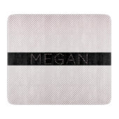 Jouw naam | Thin White en Sublte Roos Ombre Stripe Snijplank (Voorkant)