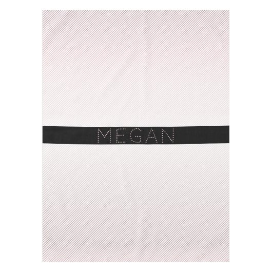 Jouw naam | Thin White en Sublte Roos Ombre Stripe Tafelkleed (Voorkant)