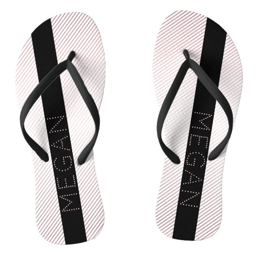Jouw naam | Thin White en Sublte Roos Ombre Stripe Teenslippers (Voetbed)
