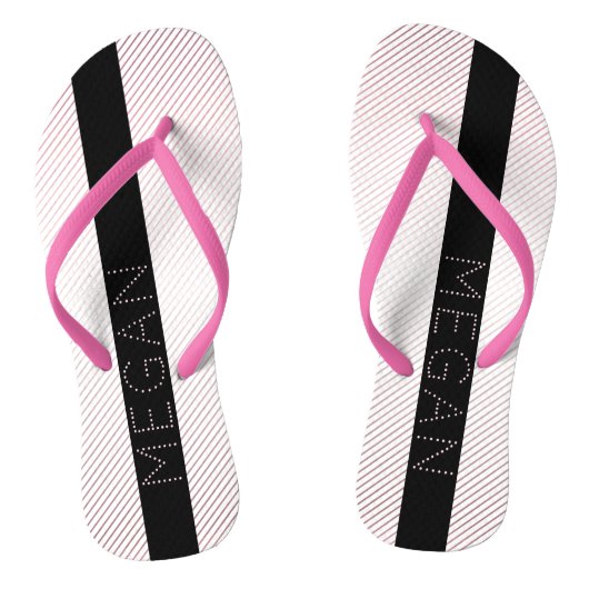 Jouw naam | Thin White en Sublte Roos Ombre Stripe Teenslippers (Voetbed)