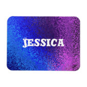 Jouw naam tinten van blauw & Paarse Magneet (Horizontaal)