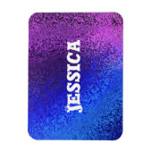 Jouw naam tinten van blauw & Paarse Magneet (Verticaal)