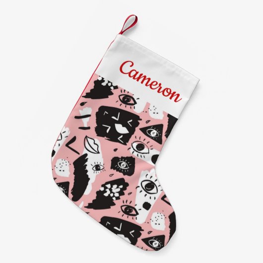 Jouw naam toevoegen | Abstract modern Oogbeeld- en Kleine Kerstsok (Voorkant (Hangend))