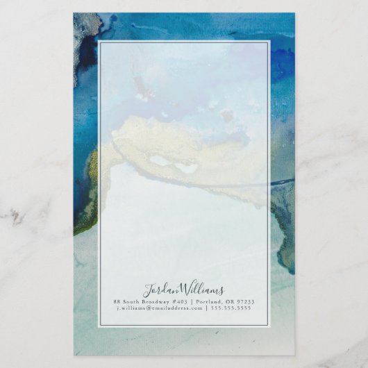 Jouw naam toevoegen | Abstract terrein - blauw Briefpapier (Voorkant)