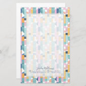 Jouw naam toevoegen | Abstract Waterverf vormpatro Briefpapier (Voorkant / Achterkant)