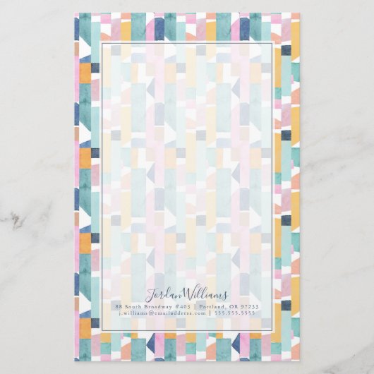 Jouw naam toevoegen | Abstract Waterverf vormpatro Briefpapier (Voorkant)