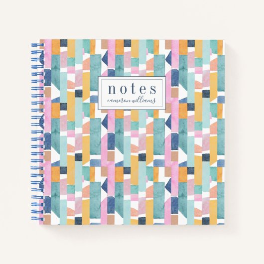 Jouw naam toevoegen | Abstract Waterverf vormpatro Notitieboek (Voorkant)