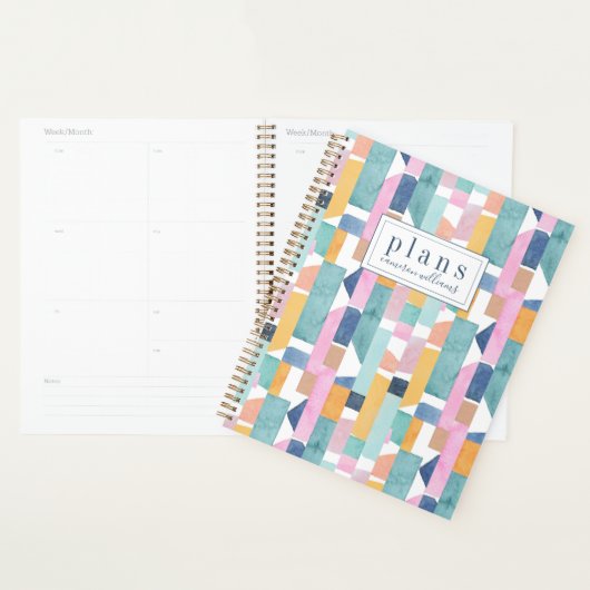 Jouw naam toevoegen | Abstract Waterverf vormpatro Planner (Display)