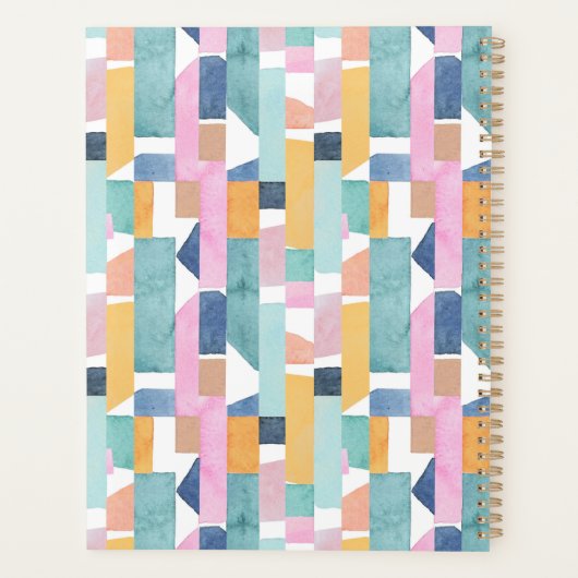 Jouw naam toevoegen | Abstract Waterverf vormpatro Planner (Achterkant)