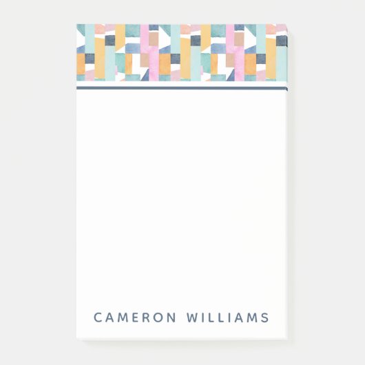 Jouw naam toevoegen | Abstract Waterverf vormpatro Post-it® Notes (Voorkant)