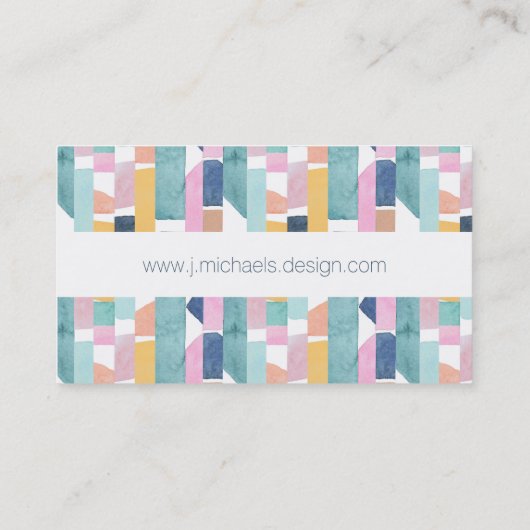 Jouw naam toevoegen | Abstract Waterverf vormpatro Visitekaartje (Achterkant)