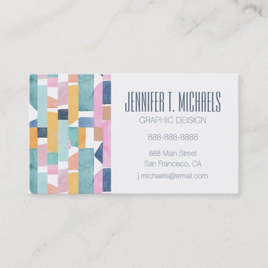 Jouw naam toevoegen | Abstract Waterverf vormpatro Visitekaartje (Voorkant)