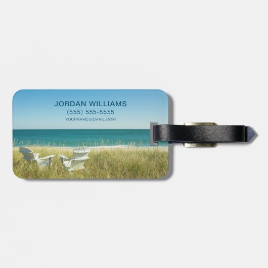 Jouw naam toevoegen | Adirondack Chairs in de Dune Bagagelabel (Achterkant horizontaal)