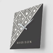 Jouw naam toevoegen | Afrikaans Wilde Patroon Vierkante Klok (Hoek)