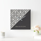 Jouw naam toevoegen | Afrikaans Wilde Patroon Vierkante Klok (Huis)