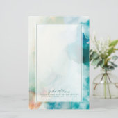 Jouw naam toevoegen | Afwijking - Blauwe Waterverf Briefpapier (Staand voorkant)