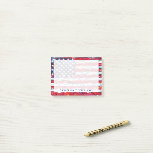 Jouw naam toevoegen | Amerikaanse vlag Post-it® Notes (Op bureau)