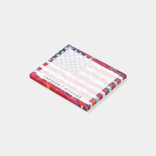 Jouw naam toevoegen | Amerikaanse vlag Post-it® Notes (Schuin)