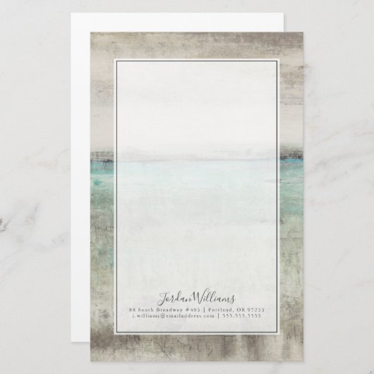 Jouw naam toevoegen | Aqua Horizon Briefpapier (Voorkant / Achterkant)