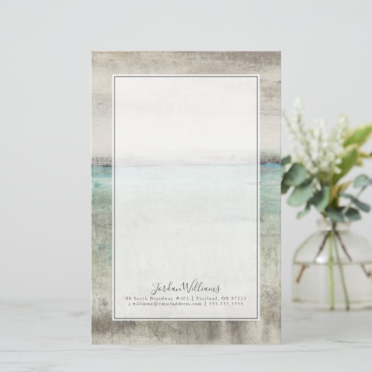 Jouw naam toevoegen | Aqua Horizon Briefpapier (Staand voorkant)