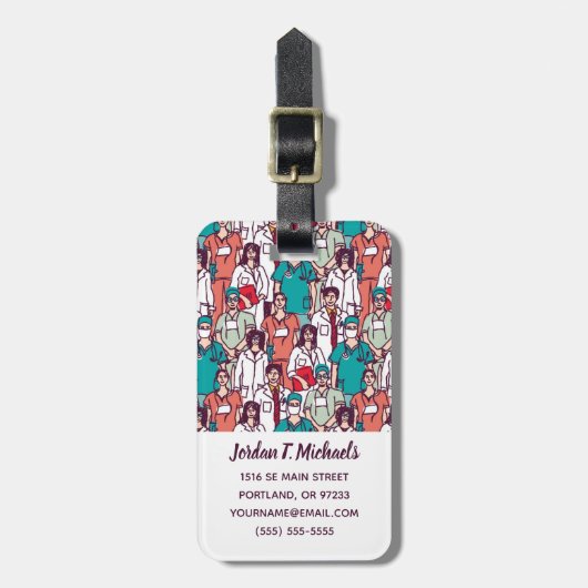 Jouw naam toevoegen | Arts- en chirurgische patroo Bagagelabel (Voorkant verticaal)