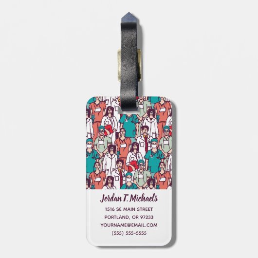 Jouw naam toevoegen | Arts- en chirurgische patroo Bagagelabel (Achterkant verticaal)