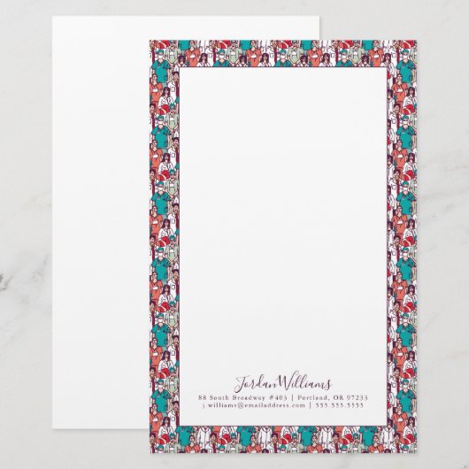 Jouw naam toevoegen | Arts- en chirurgische patroo Briefpapier (Voorkant / Achterkant)