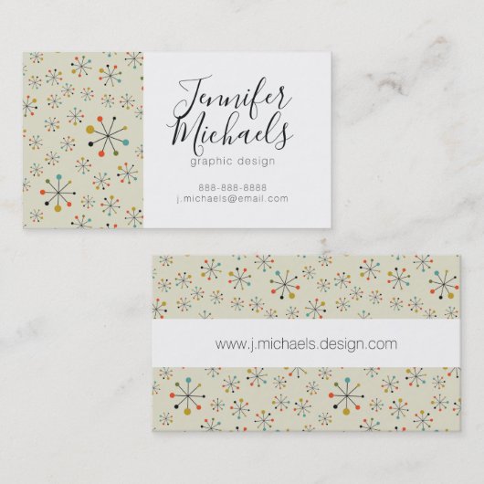 Jouw naam toevoegen | atoomgeïnspireerd midden-eeu visitekaartje (Voorkant / Achterkant)