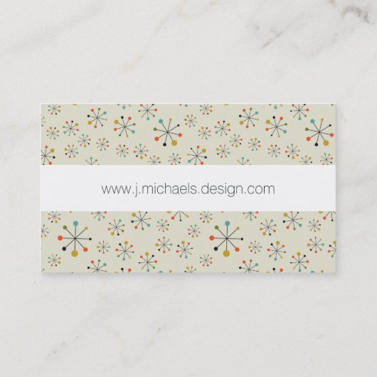 Jouw naam toevoegen | atoomgeïnspireerd midden-eeu visitekaartje (Achterkant)