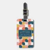 Jouw naam toevoegen | Bauhaus Retro Geometric Patt Bagagelabel (Voorkant verticaal)