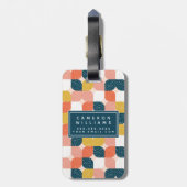 Jouw naam toevoegen | Bauhaus Retro Geometric Patt Bagagelabel (Achterkant verticaal)