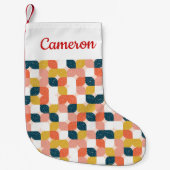 Jouw naam toevoegen | Bauhaus Retro Geometric Patt Kleine Kerstsok (Voorkant)