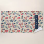 Jouw naam toevoegen | Beach Hut Pattern Strandlaken (Voorkant)