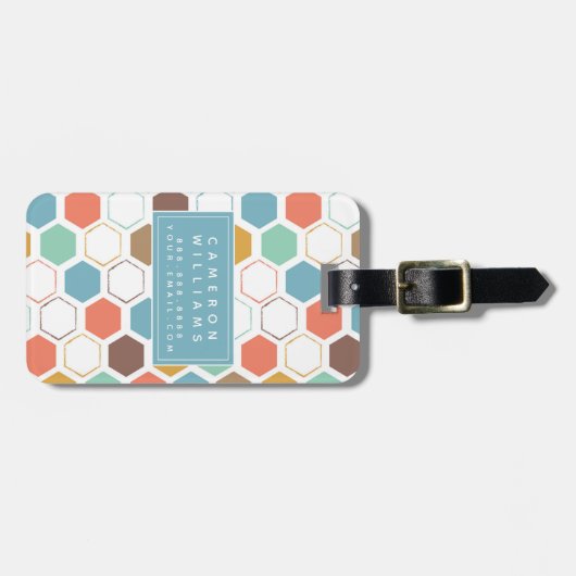 Jouw naam toevoegen | Bee Hive Module Patroon Bagagelabel (Voorkant horizontaal)