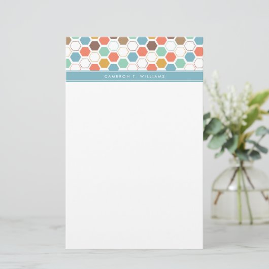 Jouw naam toevoegen | Bee Hive Module Patroon Briefpapier (Staand voorkant)