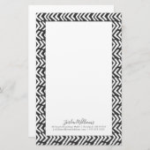 Jouw naam toevoegen | Black Hand Drawn Chevron Pat Briefpapier (Voorkant / Achterkant)