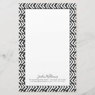 Jouw naam toevoegen Black Hand Drawn Chevron Pat Briefpapier