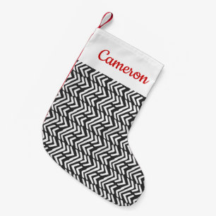 Jouw naam toevoegen   Black Hand Drawn Chevron Pat Kleine Kerstsok