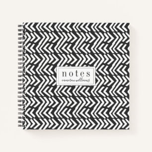 Jouw naam toevoegen   Black Hand Drawn Chevron Pat Notitieboek