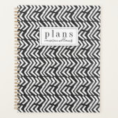 Jouw naam toevoegen | Black Hand Drawn Chevron Pat Planner (Voorkant)