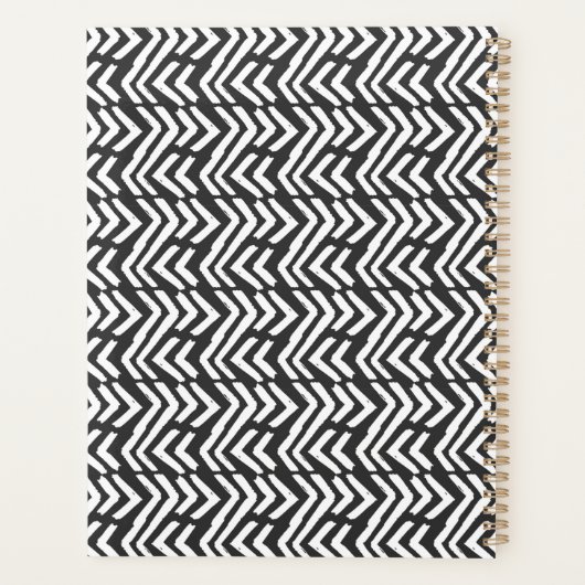 Jouw naam toevoegen | Black Hand Drawn Chevron Pat Planner (Achterkant)