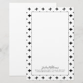 Jouw naam toevoegen | Black Ink Stoke Cross Patter Briefpapier (Voorkant / Achterkant)