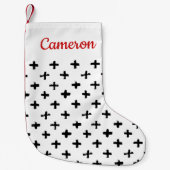 Jouw naam toevoegen | Black Ink Stoke Cross Patter Kleine Kerstsok (Voorkant)
