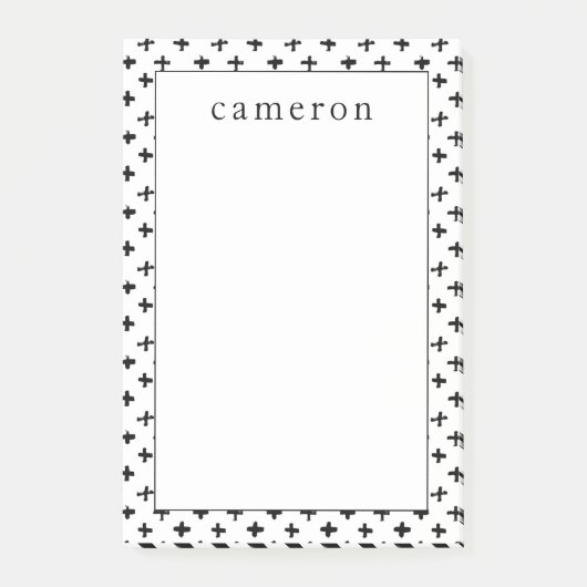 Jouw naam toevoegen | Black Ink Stoke Cross Patter Post-it® Notes (Voorkant)