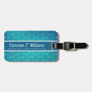 Jouw naam toevoegen   Blauw Blauwgroen DNA-patroon Bagagelabel